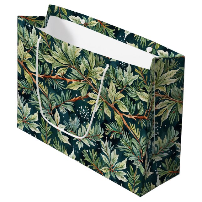 Grand Sac Cadeau Holly, Épinette, Vert Neige (Devant Angle)