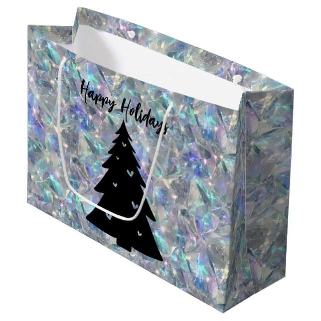 Grand Sac Cadeau Holographique Opal Pierre Arrière - plan Joyeuses  (Devant Angle)
