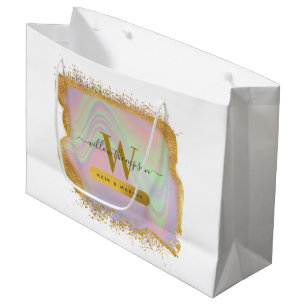 Grand Sac Cadeau Holographique Parties scintillant Or Moderne Coiff