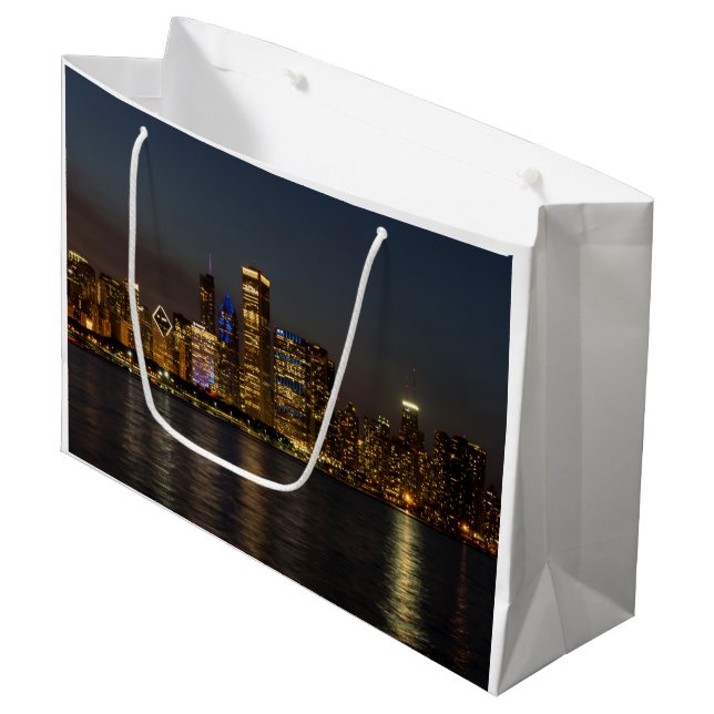 Grand Sac Cadeau Horizon Chicago Pano de nuit (Devant Angle)