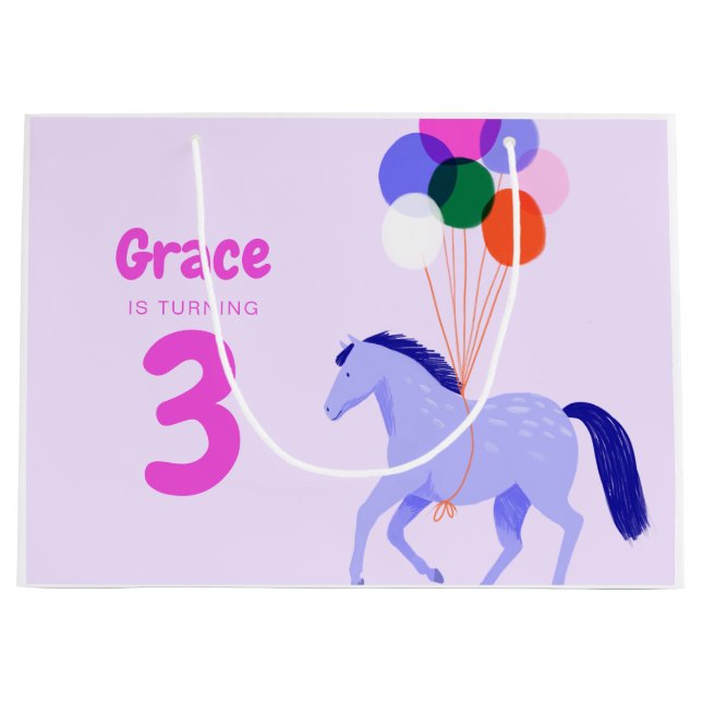 Grand Sac Cadeau Horse Thème Anniversaire (Devant)