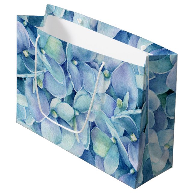 Grand Sac Cadeau Hortensia bleu (Devant Angle)