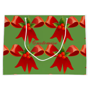 Grand Sac Cadeau Houx rouge Thunder_Cove d'arc de ruban