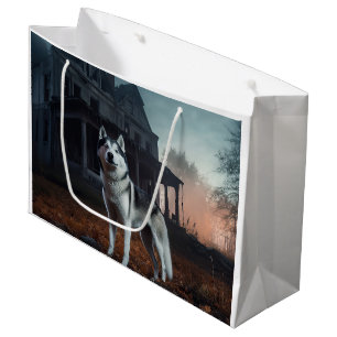 Grand Sac Cadeau Husky sibérien Halloween Épouvantable