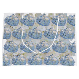 Grand Sac Cadeau Hydrangeas Élégants Bleus et Blancs