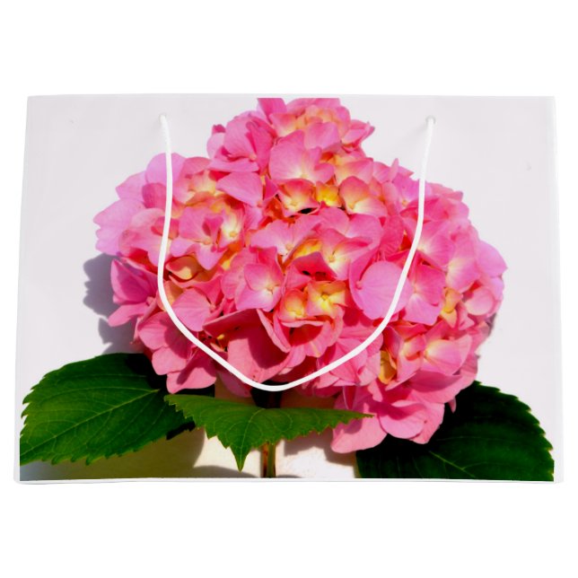 Grand Sac Cadeau Hydrangée rose (Devant)