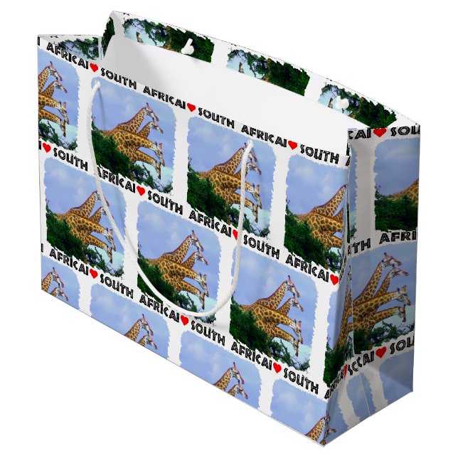 Grand Sac Cadeau I Coeur Afrique du Sud 4 Giraffes (Dos Angle)