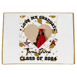 Grand Sac Cadeau I Love My Graduate 2024 Heart