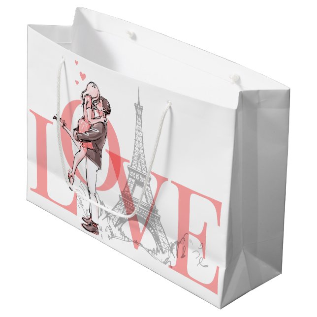 Grand Sac Cadeau I Love Paris (Devant Angle)