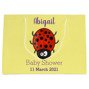 Grand Sac Cadeau Illustration de coccinelle rouge heureuse et migno