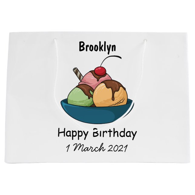 Grand Sac Cadeau Illustration de crème glacée (Devant)