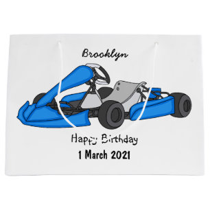Grand Sac Cadeau Illustration de dessin animé de course de karting