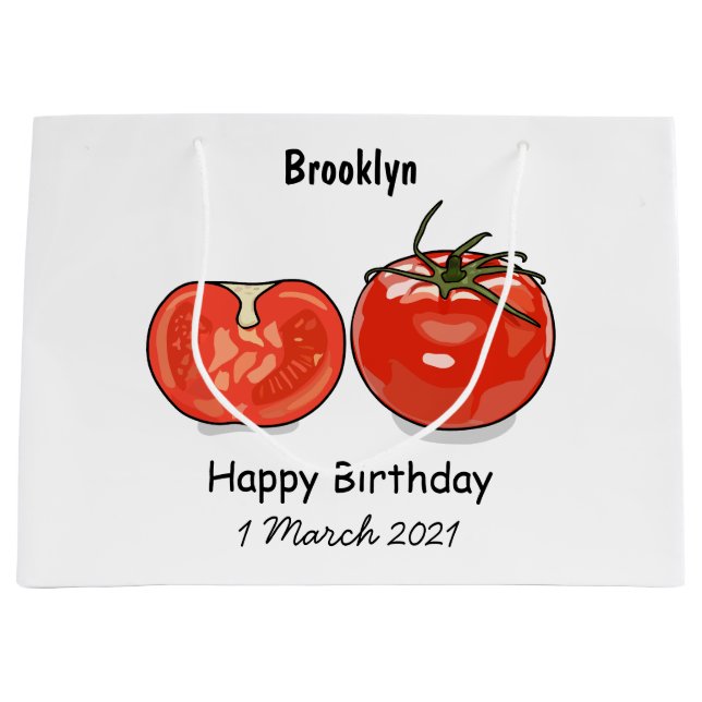 Grand Sac Cadeau Illustration de dessin sur la tomate (Devant)