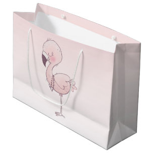 Grand Sac Cadeau Illustration de Flamant rose rose mou