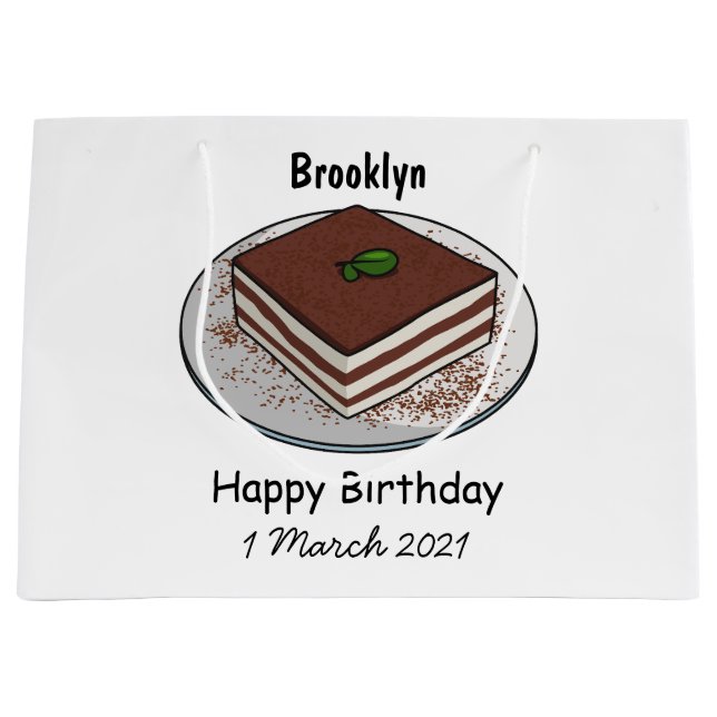 Grand Sac Cadeau Illustration de gâteau de Tiramisu (Devant)