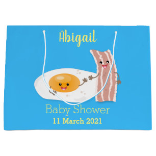 Grand Sac Cadeau Illustration de l'oeuf de Cute kawaii et du bacon
