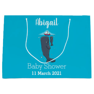 Grand Sac Cadeau Illustration de mignons baleines et voiliers