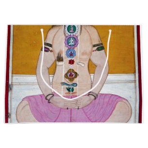 Grand Sac Cadeau Illustration de Yoga Chakra pour la méditation
