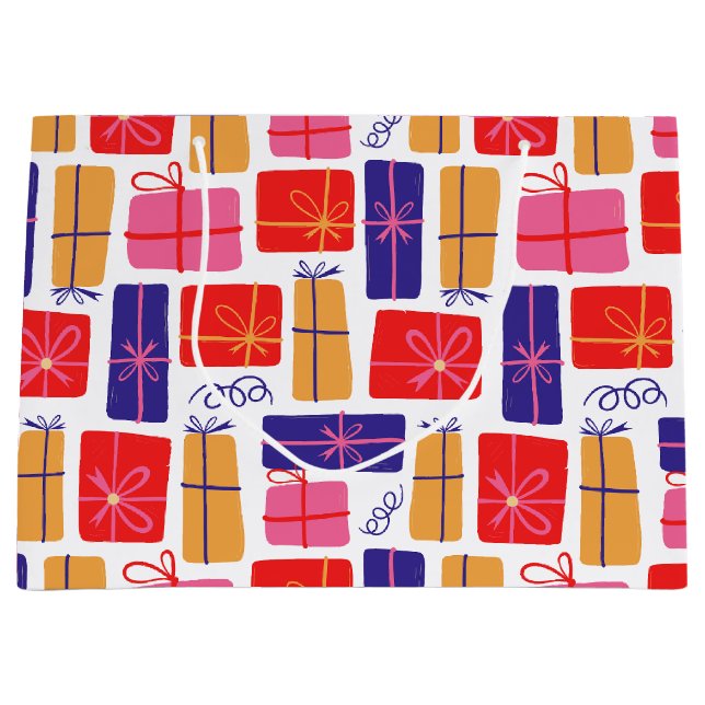 Grand Sac Cadeau Illustration du présent de Noël (Devant)