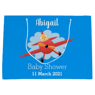 Grand Sac Cadeau Illustration d'un avion rouge volant mignon