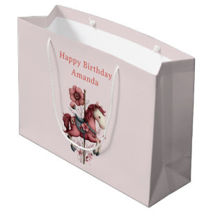 Grand Sac Cadeau Image de cheval de carrousel fantaisiste pour anni