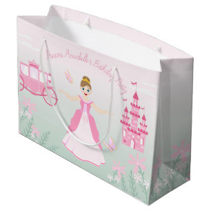 Grand Sac Cadeau Imaginaire rose princesse fête d'anniversaire