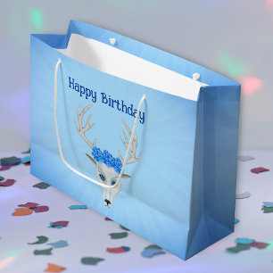 Grand Sac Cadeau Imaginaire White Deer Head Antlers Rose Anniversai