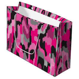 Grand Sac Cadeau Impression Abstraite rose et noire 