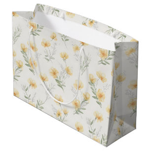 Grand Sac Cadeau Impression botanique de fleurs sauvages Cottagecor