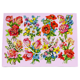 Grand Sac Cadeau impression de collection de fleurs florales épique