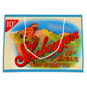 Grand Sac Cadeau Impression étiquette de cigares Sheboygan dans les