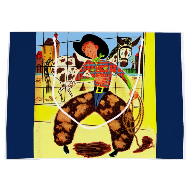 Grand Sac Cadeau imprimé cowboy mignon (Devant)