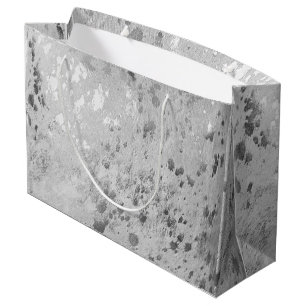 Grand Sac Cadeau Imprimé Cuir de Vache Argenté Métallisé