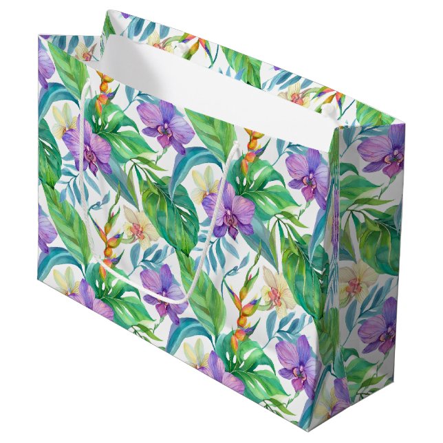 Grand Sac Cadeau Imprimé hawaïen (Devant Angle)