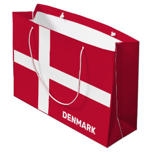 Grand Sac Cadeau Indicateur Danemark du texte personnalisé