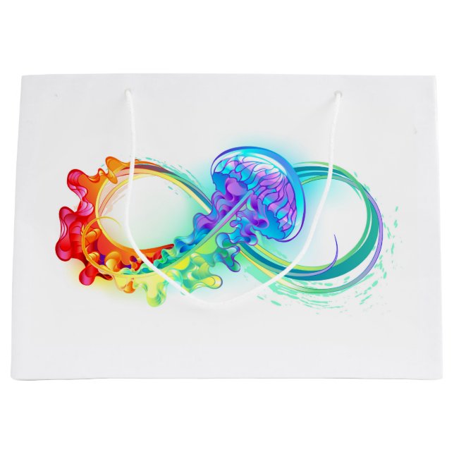 Grand Sac Cadeau Infinity avec Rainbow Jellyfish (Devant)