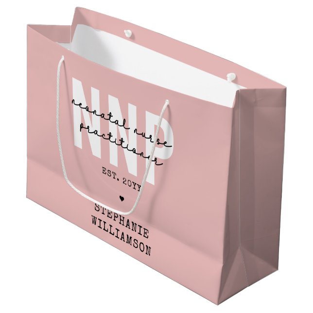 Grand Sac Cadeau Infirmière néonatale NNP personnalisée (Devant Angle)