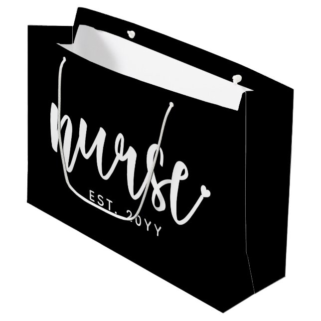 Grand Sac Cadeau Infirmière sur mesure Typographie Est Infirmière d (Devant Angle)