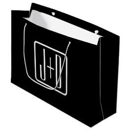 Grand Sac Cadeau Initiales Monogrammées Modernes | Noir & Blanc