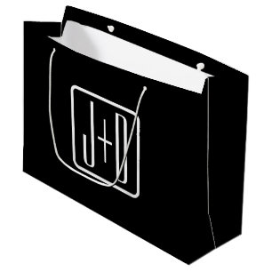 Grand Sac Cadeau Initiales Monogrammées Modernes Noir & Blanc