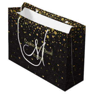 Grand Sac Cadeau Invitations pour mariages   Monogramme Gold Confet