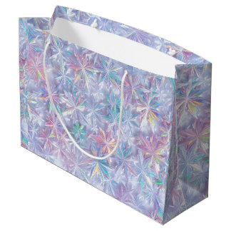 Grand Sac Cadeau Iridescent shimmering snowflakes pattern