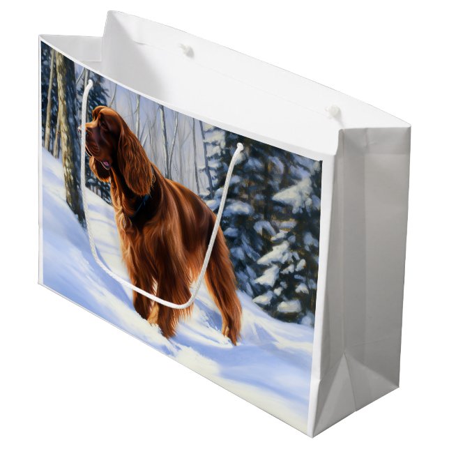 Grand Sac Cadeau Irish Setter Let It Neige Christmas (Devant Angle)
