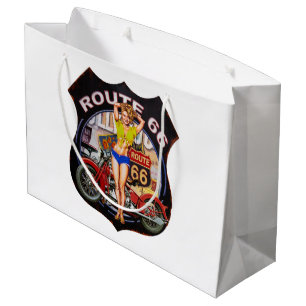 Grand Sac Cadeau Itinéraire 66 de l'Amérique avec une moto