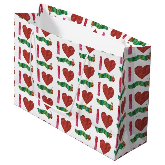 Grand Sac Cadeau J'Aime La Caterpillar Très Affamée (Devant Angle)