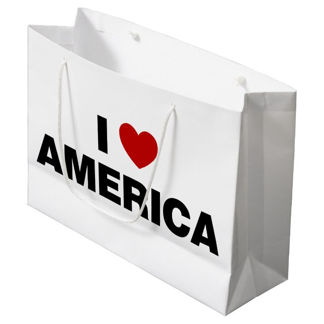 Grand Sac Cadeau J'aime l'Amérique (Devant Angle)