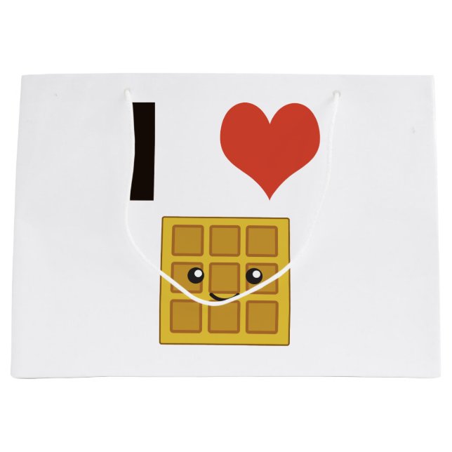 Grand Sac Cadeau J'aime les gaufres (Devant)