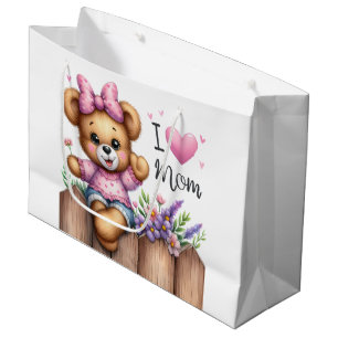 Grand Sac Cadeau J'aime Maman Ours