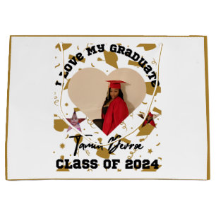 Grand Sac Cadeau J'aime mon diplômé 2024 Cœur