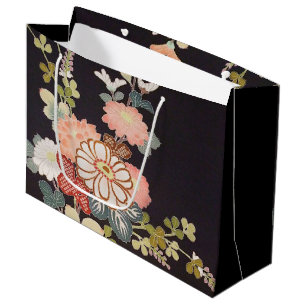 Grand Sac Cadeau Japonais KIMONO Textile, Floret Motif